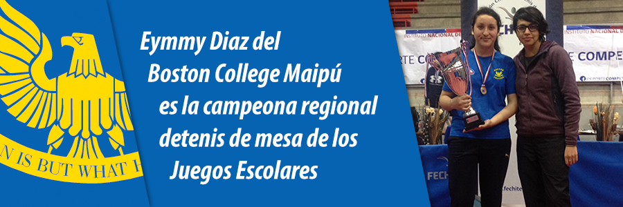 Eymmy Diaz del Boston College Maipú es la campeona regional de tenis de mesa de los Juegos Escolares