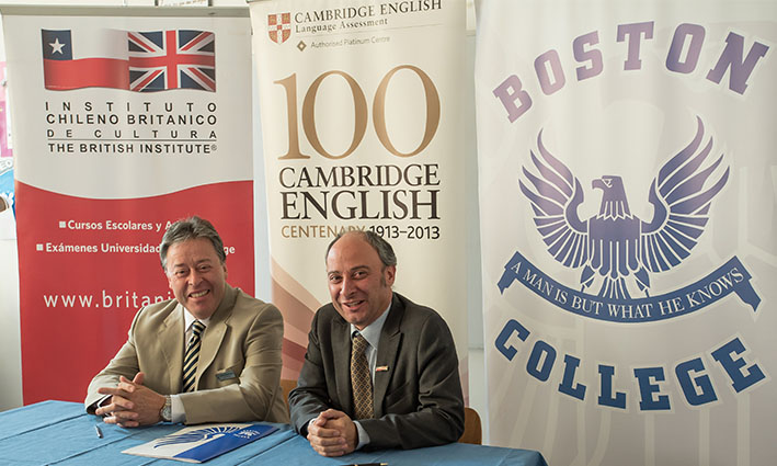 Boston College Huechuraba firma convenio con Instituto Chileno-Británico de Cultura.